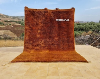 Handmade Terracotta Moroccan Rug: Wool Beni Ourain Rug 8x10