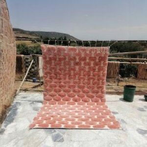 Handmade Beni Mrirt Moroccan Rug: White & Pink Berber Carpet