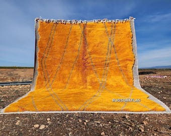 Large Moroccan Orange Rug: Handmade Berber Rug, Bohemian Style