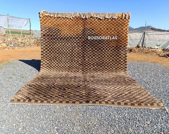 Handmade Wool Moroccan Rug: Checkered Beni Mrirt Berber Rug