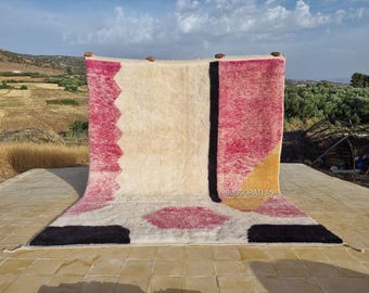 Handmade Moroccan Rug 8x10: Pink Berber Rug, Wool Beni Ourain