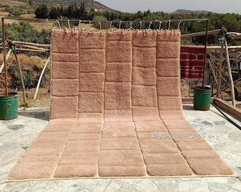 Dusty Pink Moroccan Rug 8x10: Handmade Wool Berber Rug