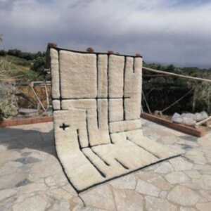 Beni ourain rug minimalist striped design - Moroccan rug - Handmade berber rug - Custom size rug - Wool area rug - Living room rug