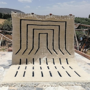 Handwoven Moroccan Wool Rug: Ivory Beni Ourain Carpet