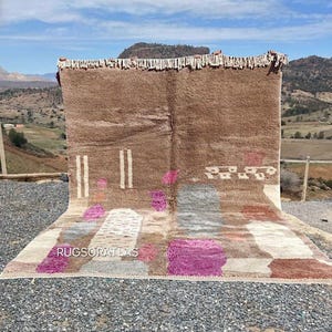 Handmade Wool Beni Ourain Rug: Brown Moroccan Berber Rug 8x10