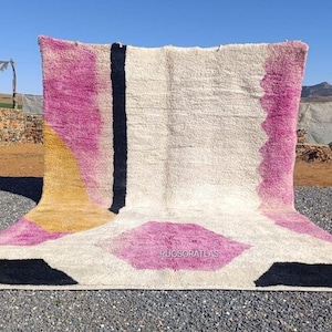 Moroccan Rug 8x10, Pink Rug for living room , Handmade area rug , Wool Beni Ourain Rug , Colorful berber Rug, Custom Area Rug 8x10, Teppich.