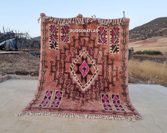 Dusty Pink Moroccan Rug: Handmade Wool Berber Rug 8x10