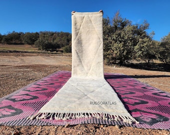 Custom Beni Ourain Runner Rug: Moroccan Berber Wool Hallway Rug