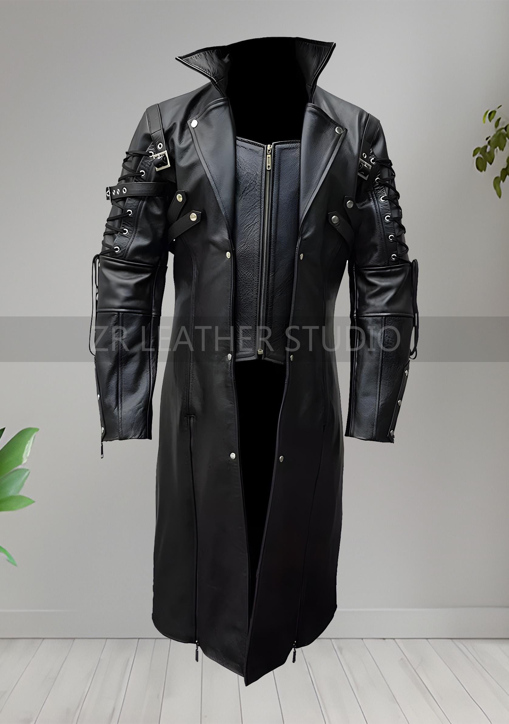 ジャケット・アウター real leather maxi long coat BLACK REORIAFEE Leather Jacket Women Racer Leather Motorcycle