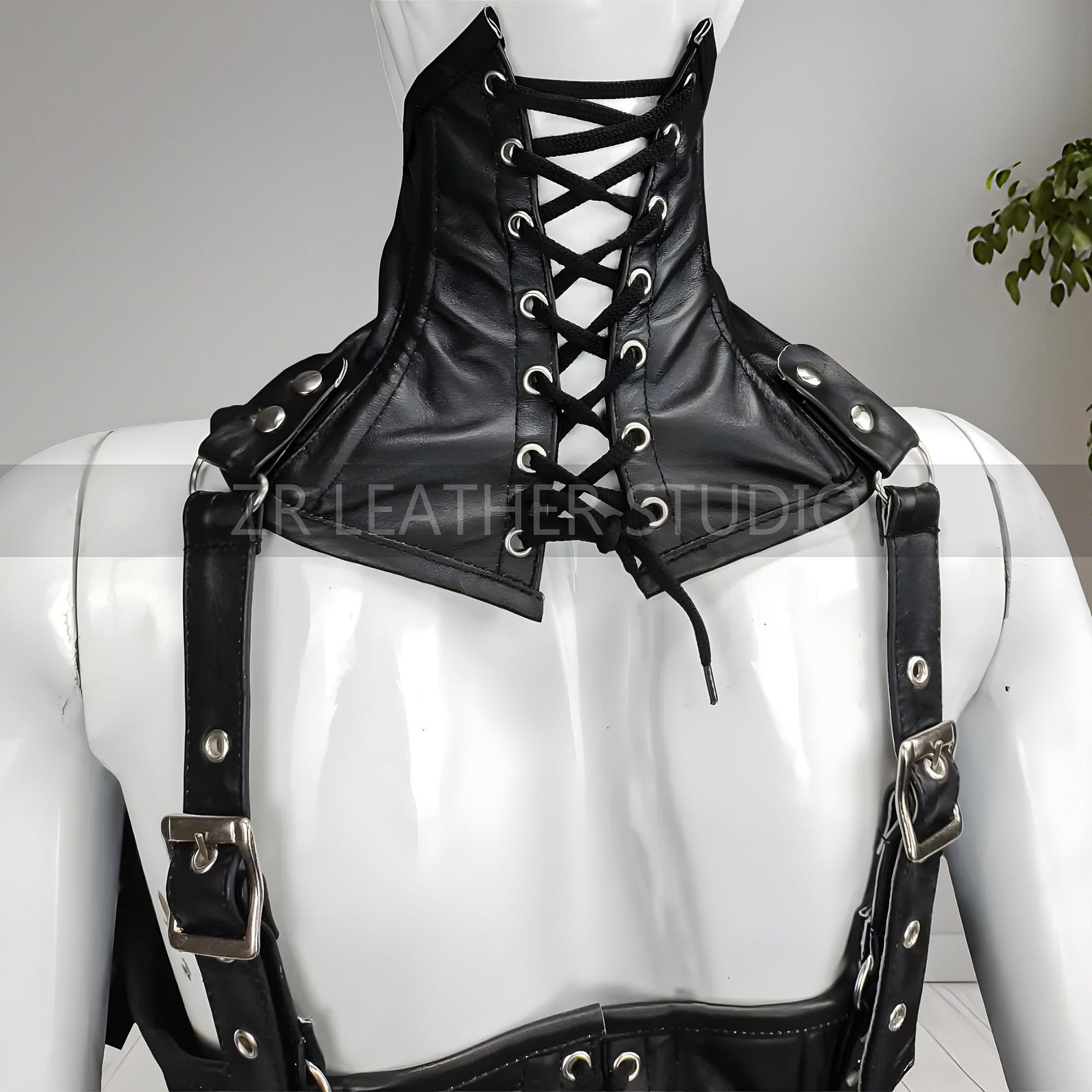 Women s Leather Corset Harness Set BDSM Clubwear Lingerie Etsy