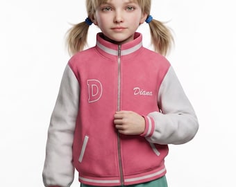 Pragmata Diana Pink Pop Jacket, Diana Pink Wool Varsity Jacket, Gaming Letterman Jacket