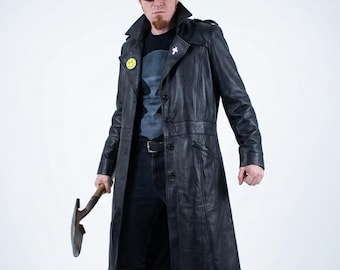 TPD-cosplayjas, leren trenchcoat van Postal Dude, retro gaming-cosplaykostuum