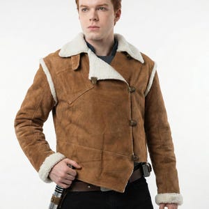 Cal Kestis Jedi Survivor Jacket, Suede Leather Shearling Faux Fur Jacket, SW Inspired Cosplay Costume
