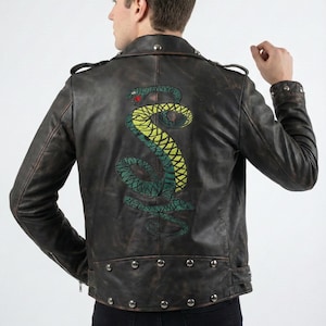 Chaqueta de cosplay de serpientes de túnel de Fallout 3, chaqueta de cuero negra de Fallout, chaqueta de motociclista