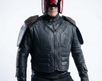 Karl Urban Judge Dred-cosplayjack, zwart leren herenjack
