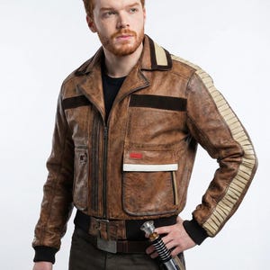 Cal Kestis Jedi Survivor Jacket, Brown Leather Cosplay Jacket, SW Inspired Cosplay Costume