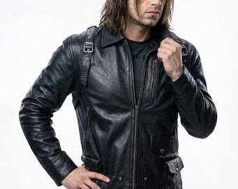 Thunderbolts Bucky Barnes-jas, Winter Soldier-cosplayjas, leren Sebastian Stan-jas