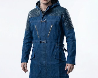 Devil May Cry 5 Nero-cosplayjas, DMC 5 blauwe lange jas