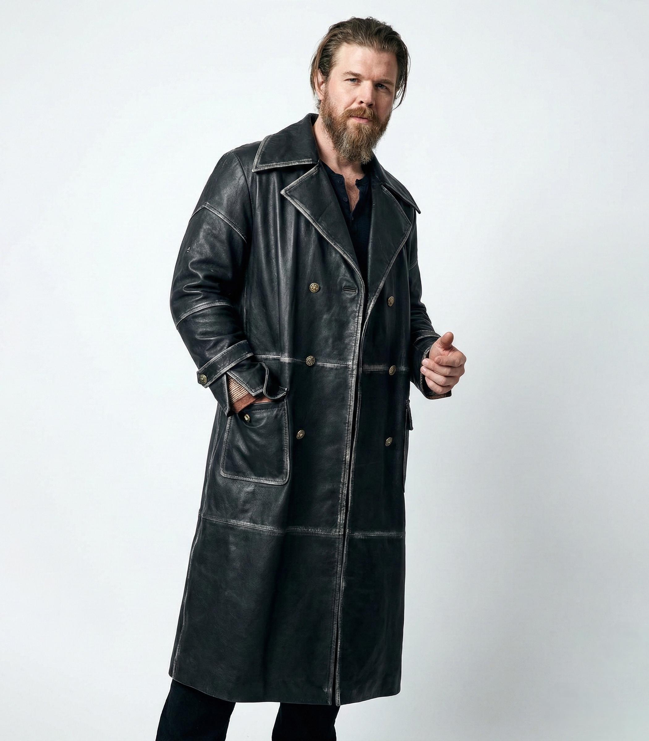 L.G.B. DEAD OR ALIVE レザーコート leather coat Walking Dead Ryan Hurst Trench Coat, TWD Leather Coat - Etsy