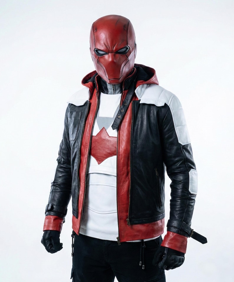 Jason Todd Cosplay Jacket, Red Hood Leather Jacket With Vest, Titans Cosplay Costume image 1