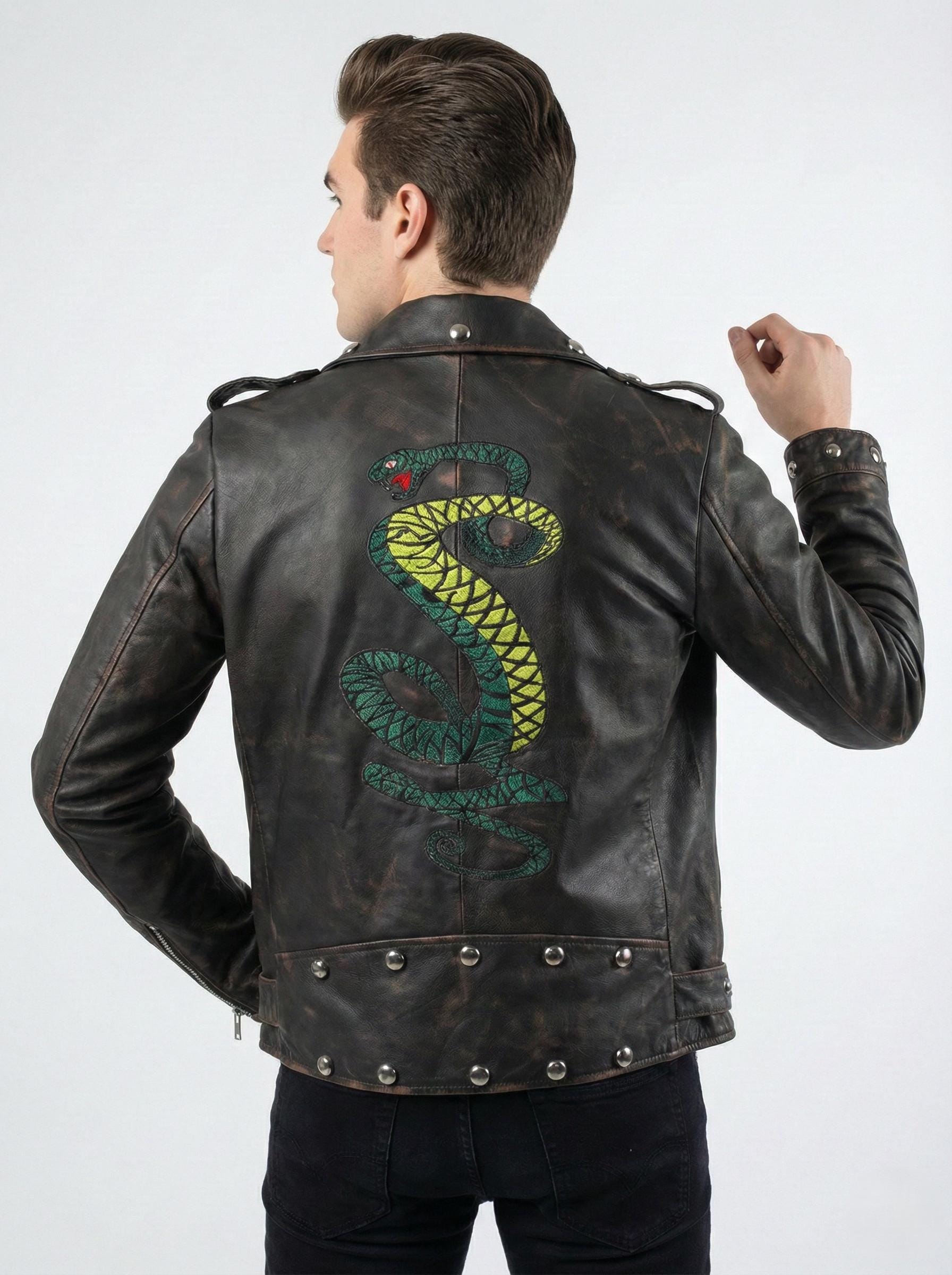 Snake Leather Jacket - Etsy Canada