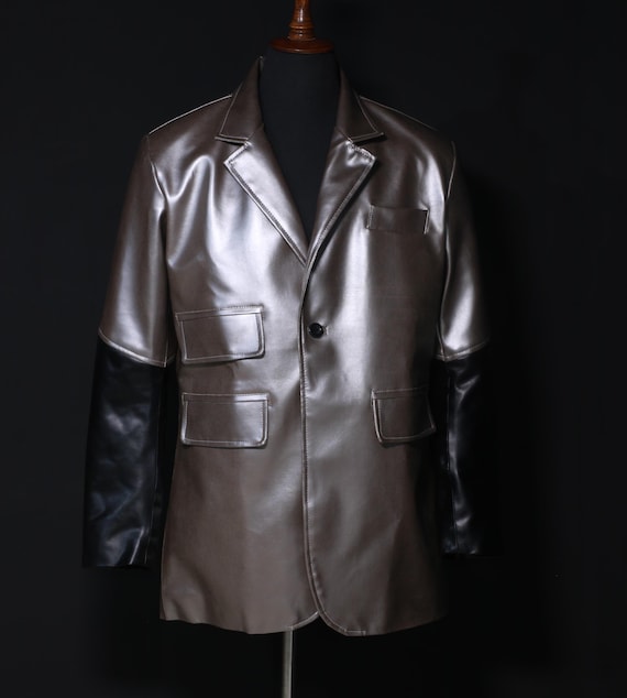 Papa V Ghost Band Inspired Jacket, Silver Leather Gothic