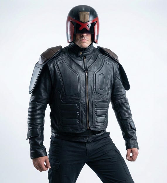 Karl Urban Judge Dred Cosplay Jacket, Men's Black Leather Jacket