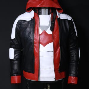 Jason Todd Cosplay Jacket, Red Hood Leather Jacket With Vest, Titans Cosplay Costume image 3