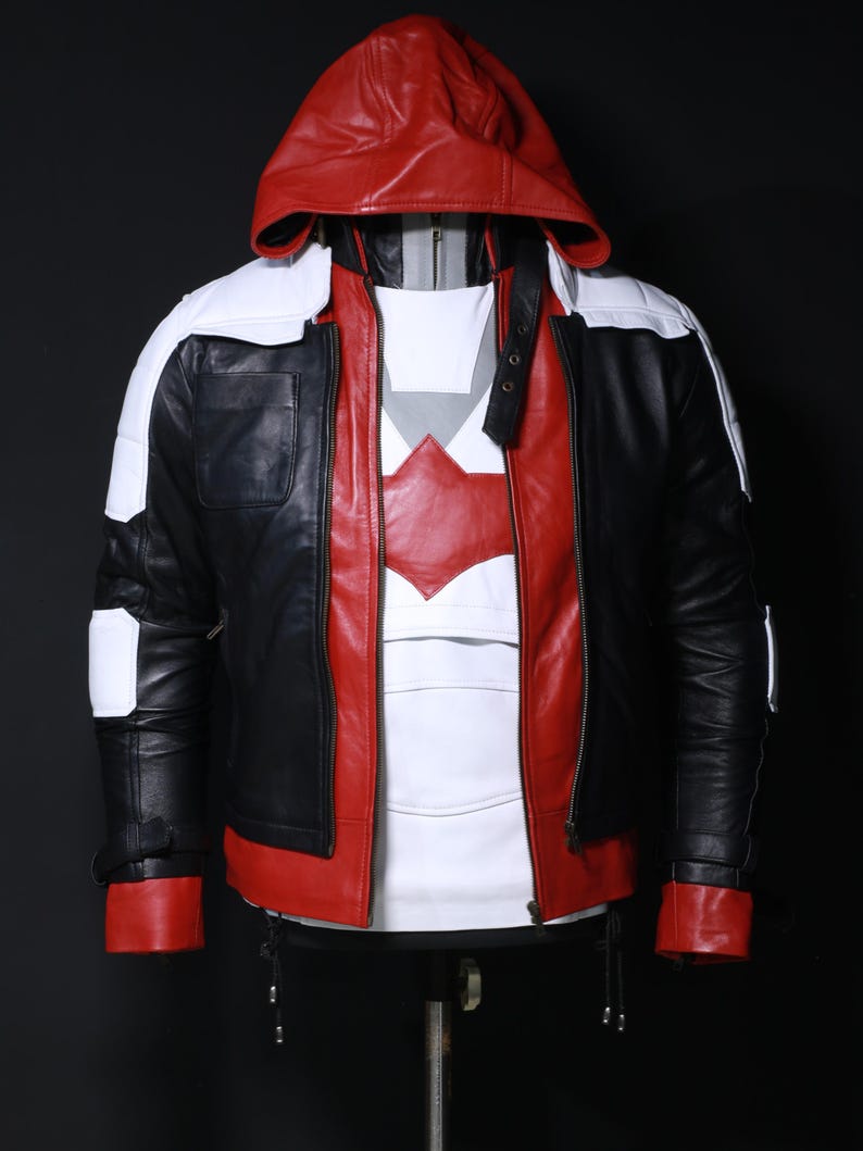 Jason Todd Cosplay Jacket, Red Hood Leather Jacket With Vest, Titans Cosplay Costume image 3