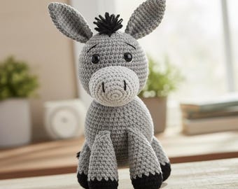 Crochet Donkey Pattern | Amigurumi Farm Animal Plushie (PDF Download)