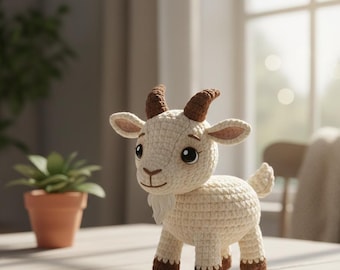 Virkmönster för amigurumi med getunge, handledning för bondgårdsdjur (PDF-nedladdning)