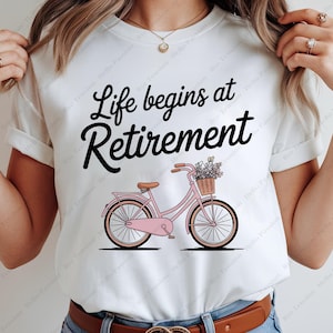 Élégante retraite PNG, Clipart sublimation de bicyclette floral, conception numérique pour chemise, tasse fourre-tout, cadeau pour retraité