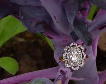 Unique Late Victorian Antique Diamond Engagement Ring 18 Karat Yellow Gold, 1900s - FREE Resizing*