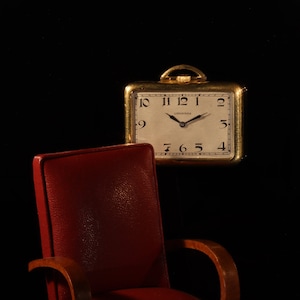 Seltene Vintage Art Deco rechteckige 18K Gold Longines Taschenuhr mit passendem Anhänger, 1918er Jahre
