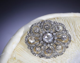 Typical Dutch Antique Rose Cut Diamond Jewel Brooch, 1860s