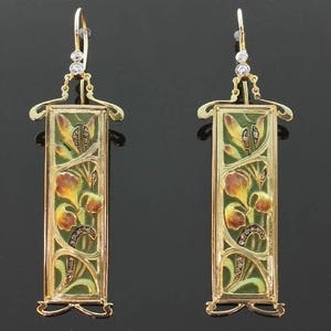 Plique Ajour Esmalte Art Nouveau Vidrieras Pendientes Emaille a Fenetre, 1900s imagen 7