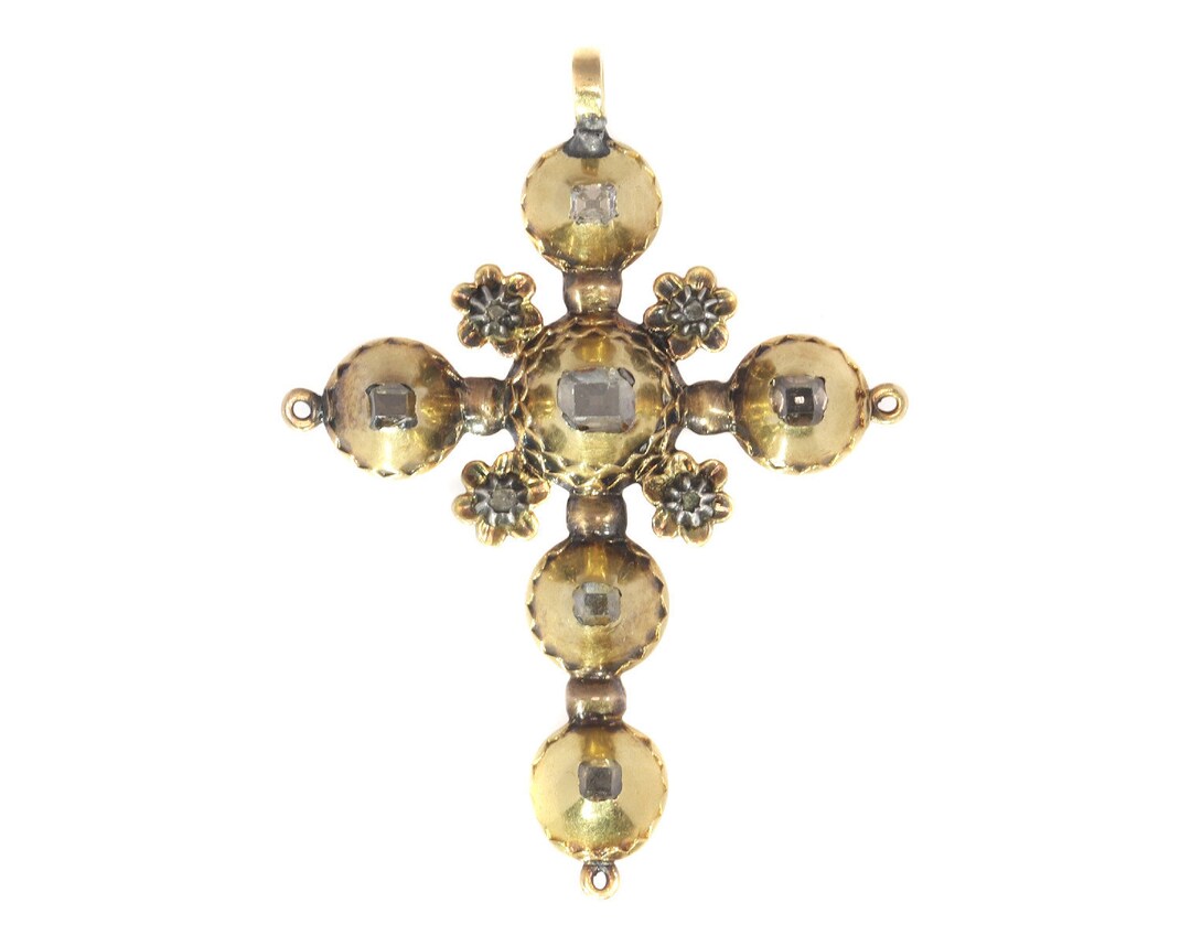 Antique Georgian Yellow Gold Diamond Cross With Old Mine Brilliant Cut ...