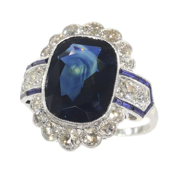 Vintage Platinum Art Deco Diamond Ring with Natur… - image 1