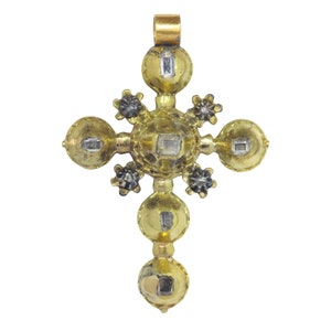 Antique Georgian gold diamond cross with table rose cut diamonds