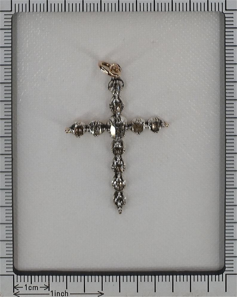 Antique 18th Century Diamond Cross Pendant Set With Table Rose Cut ...