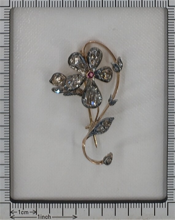 Vintage antique Victorian flower branch brooch se… - image 10