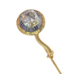 Antique 200+ years old pin with large rose cut diamond