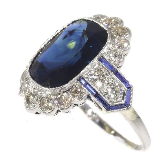 Vintage Platinum Art Deco Diamond Ring with Natur… - image 5