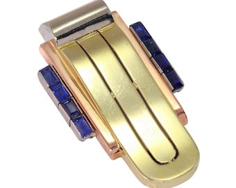 Vintage Vogue Clip: Sapphires Set in Tri-Colour Gold