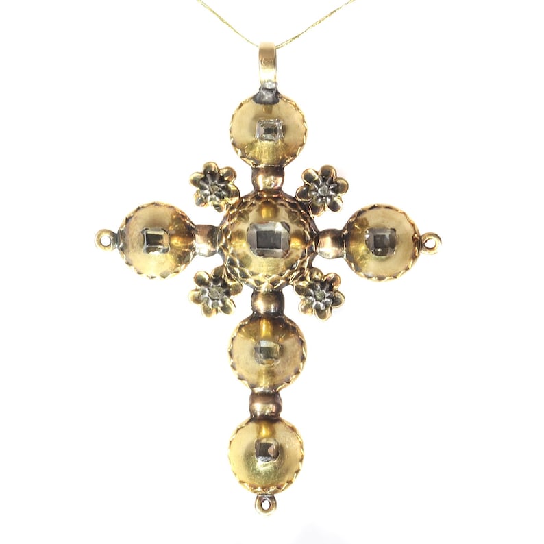 Antique Georgian Yellow Gold Diamond Cross With Old Mine Brilliant Cut ...