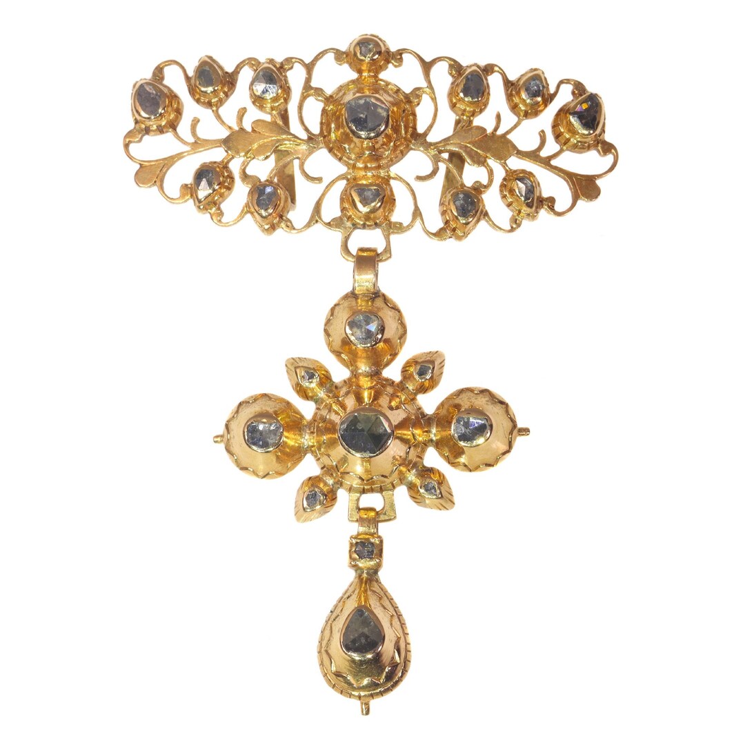 Antique Georgian 18K Gold Diamond Cross Pendant - Etsy