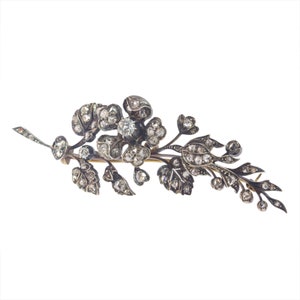Vintage antique Mid-Victorian diamond flower branch brooch