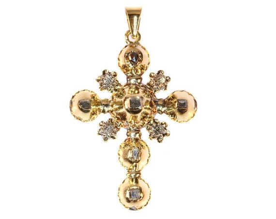 18th Century Antique 18 Karat Gold Cross Table Cut Diamonds | Etsy