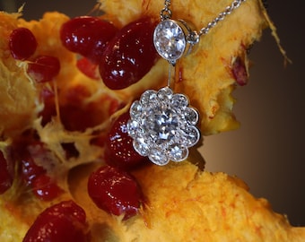 Large Art Deco Diamond Necklace Pendant with Total 4.27 Carat Brilliant Cut Diamonds, 1950s