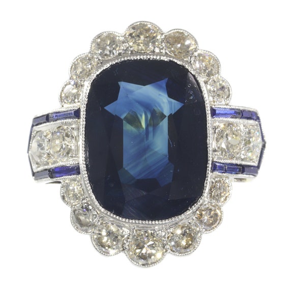Vintage Platinum Art Deco Diamond Ring with Natur… - image 3